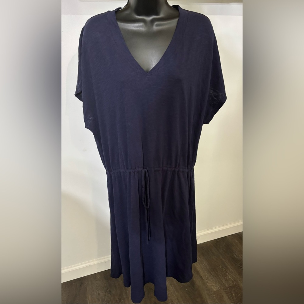 Mododoc loose Drawstring V-neck Dress Cover-up In Navy Blue. Sz XL Cheap price